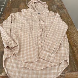 Aerie Beige/White Hooded Flannel